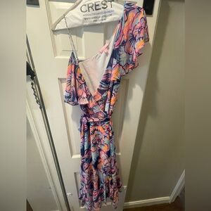 Lilly Pulitzer Tropical Print Wrap Dress Size L